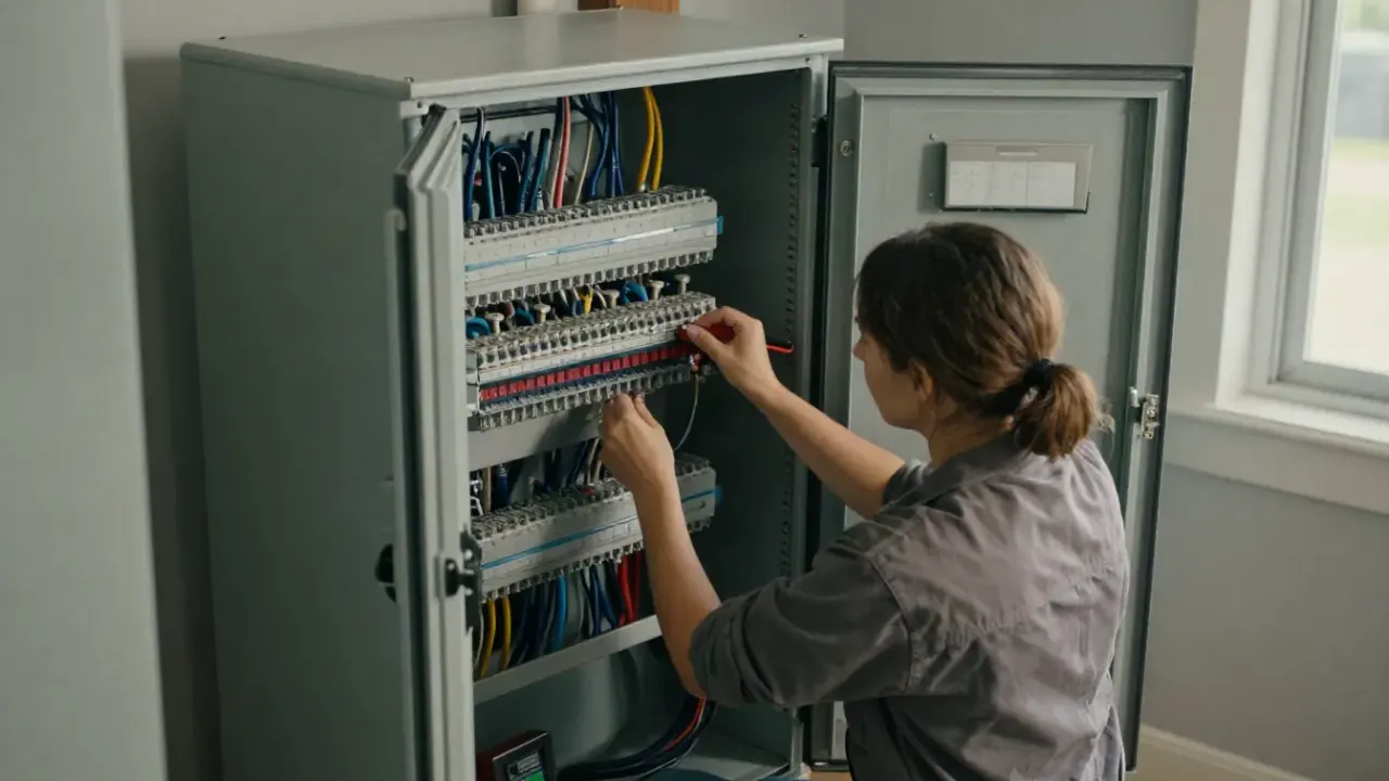 Electrical Panel Upgrade in Woodstock, Georgia: Electrical Panel Upgrade professional in the middle of a typical job
